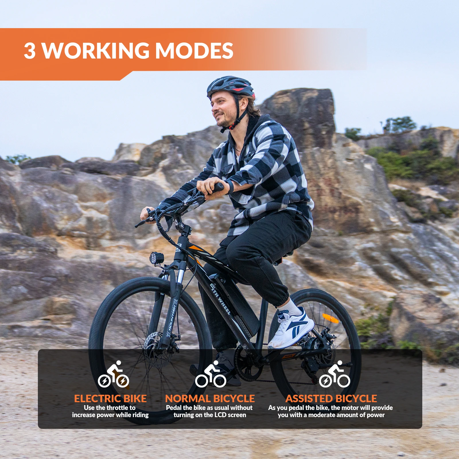 5TH WHEEL AB17 Electric Bike, 700W Peak Motor, 23 Mph Max Speed