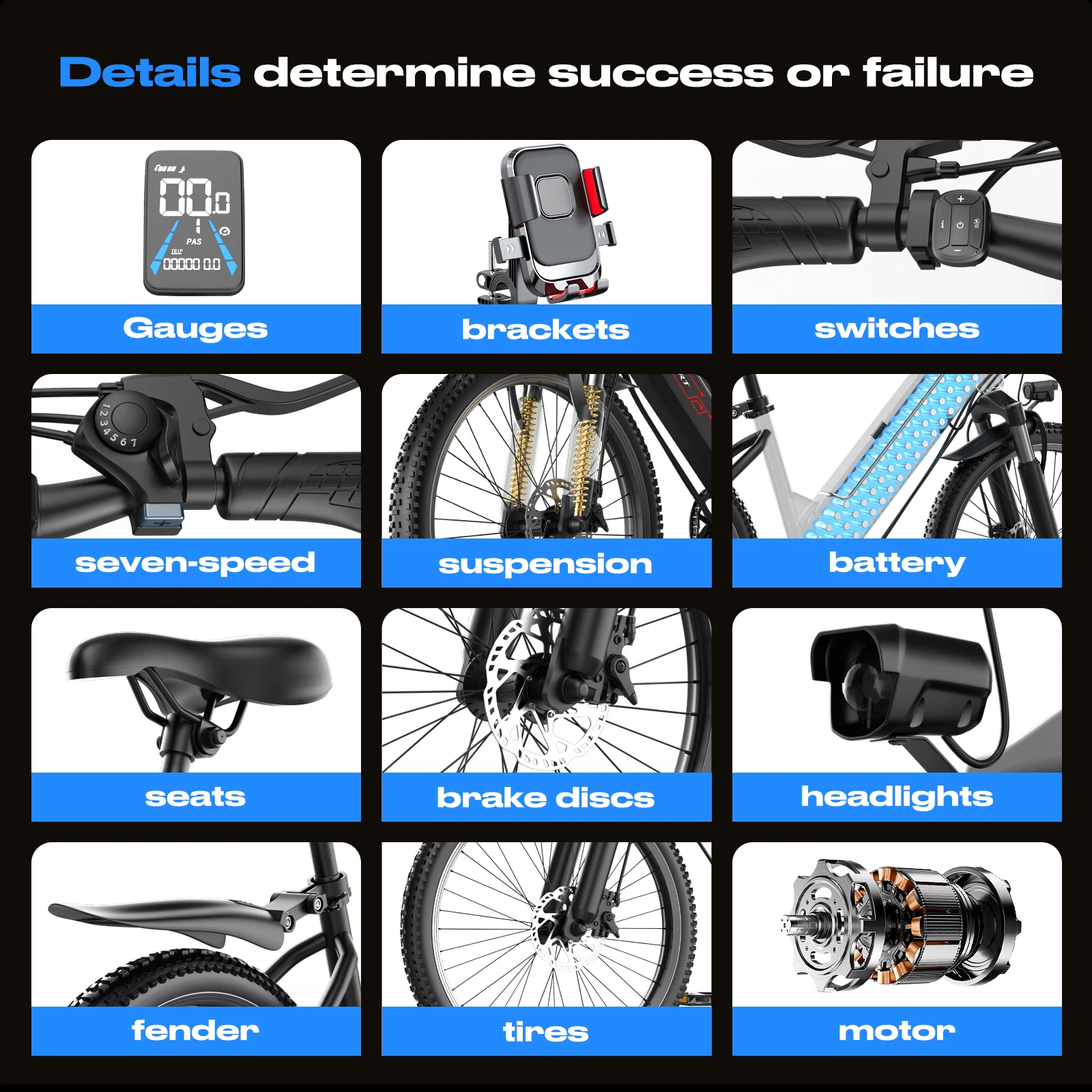 Electric Bike for Adults, 1500W Peak Ebike, 60Miles 25MPH