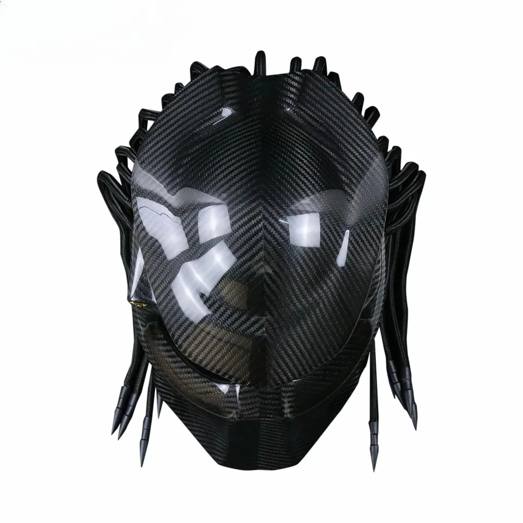 Carbon Fiber Motorcycle Predator Full Face Helmet With Light Anti-Fog