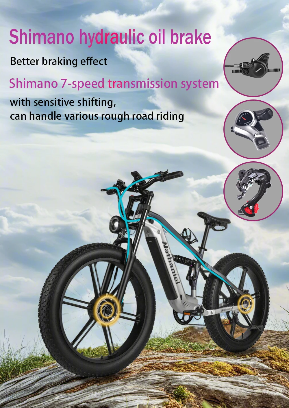 Nathaniel SYR09 E-Bike 2000W Dual Drive 26x4.0 Fat Tire 48V20AH