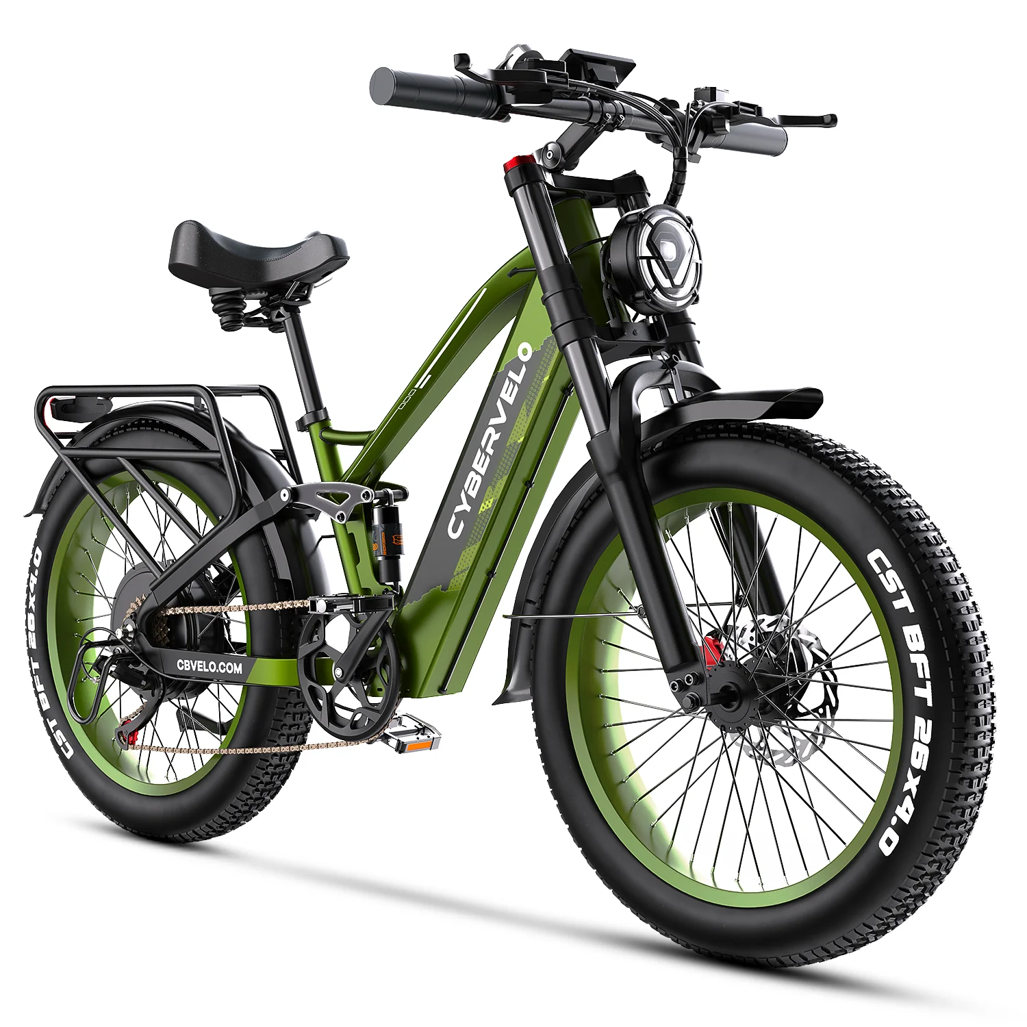 Cybervelo 26” Fat Tire Mountain Sand Snow E-Bike, 5000W
