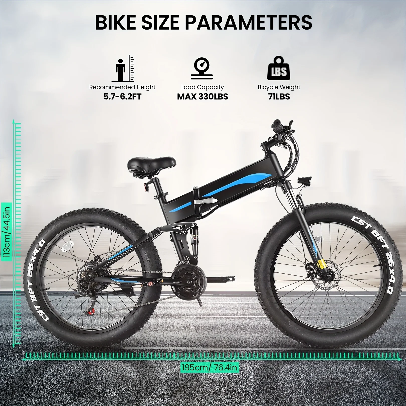 26" x 4.0 Fat Tire Ebike for Adult with HIgh Speed 500W Brushless Motor
