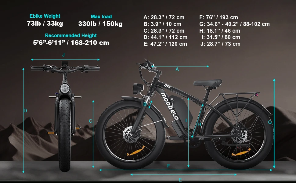 Moobelo M1 2000W Dual-Motor E-Bike 48V 22.4ah Fat Tires