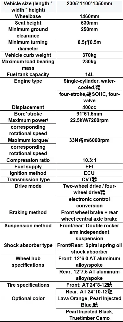 Switchable four-wheel 400cc four-wheel drive all-terrain off-road atv