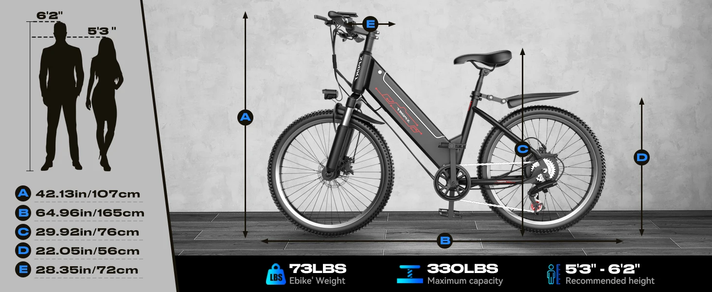 Electric Bike for Adults, 1500W Peak Ebike, 60Miles 25MPH