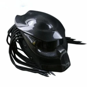 Carbon Fiber Motorcycle Predator Full Face Helmet With Light Anti-Fog