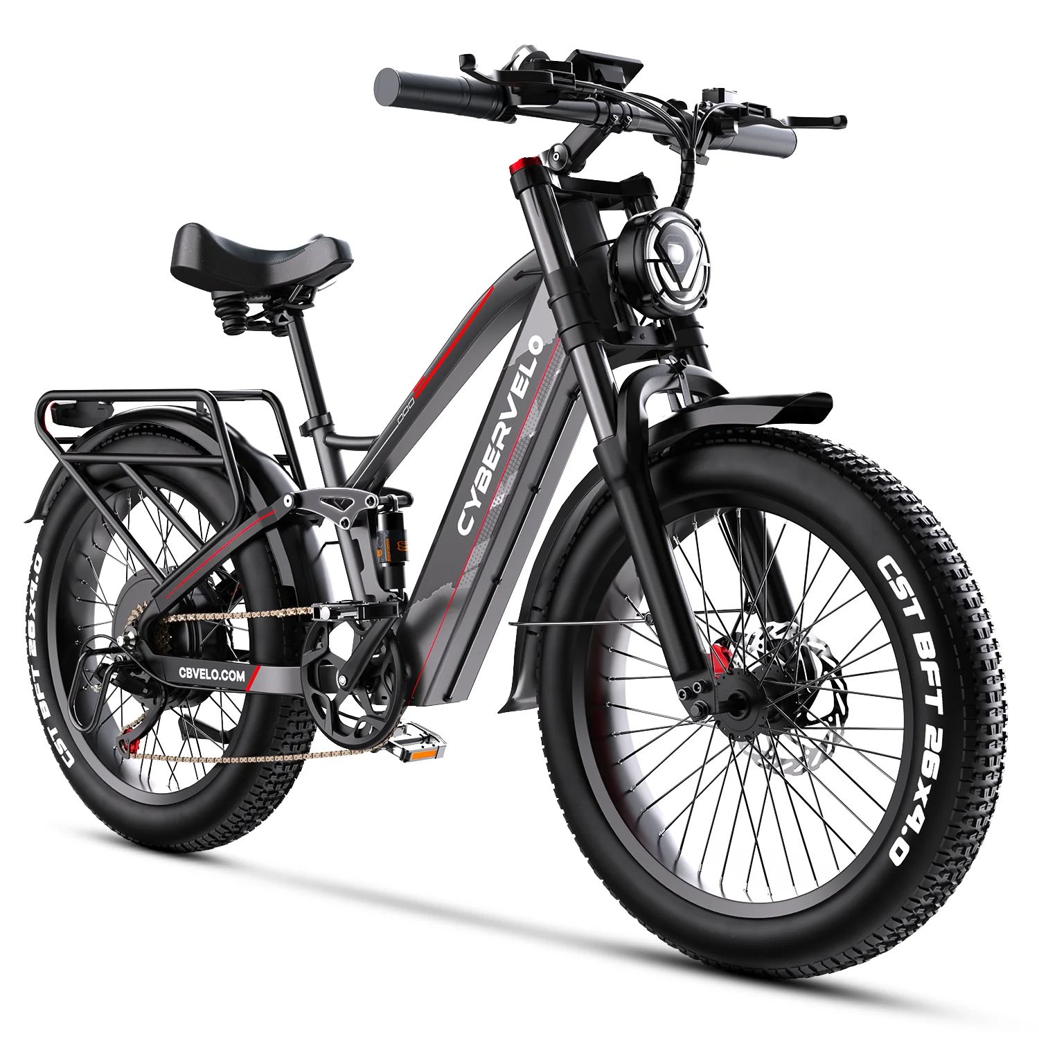 Cybervelo 26” Fat Tire Mountain Sand Snow E-Bike, 5000W
