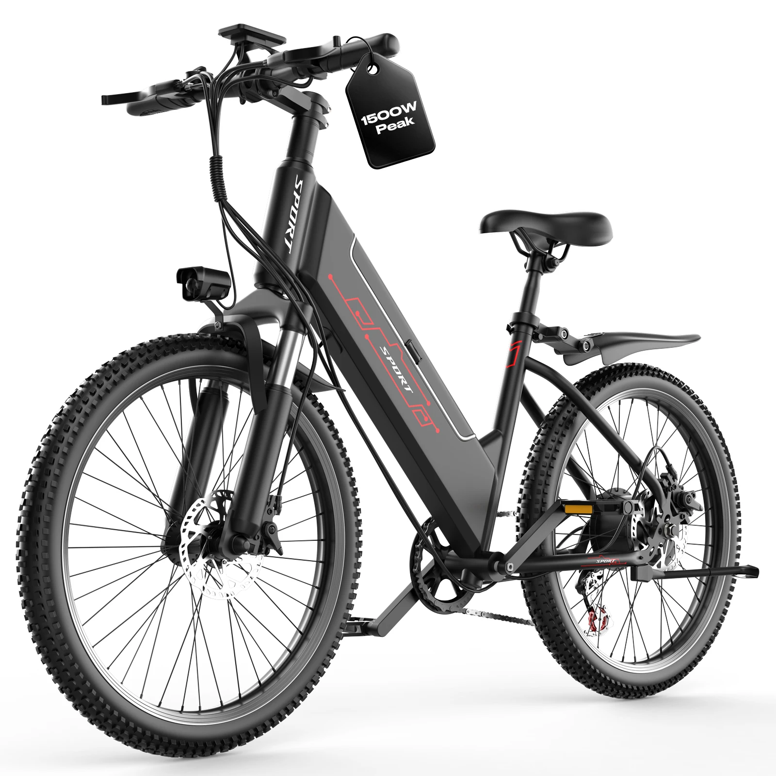 Electric Bike for Adults, 1500W Peak Ebike, 60Miles 25MPH