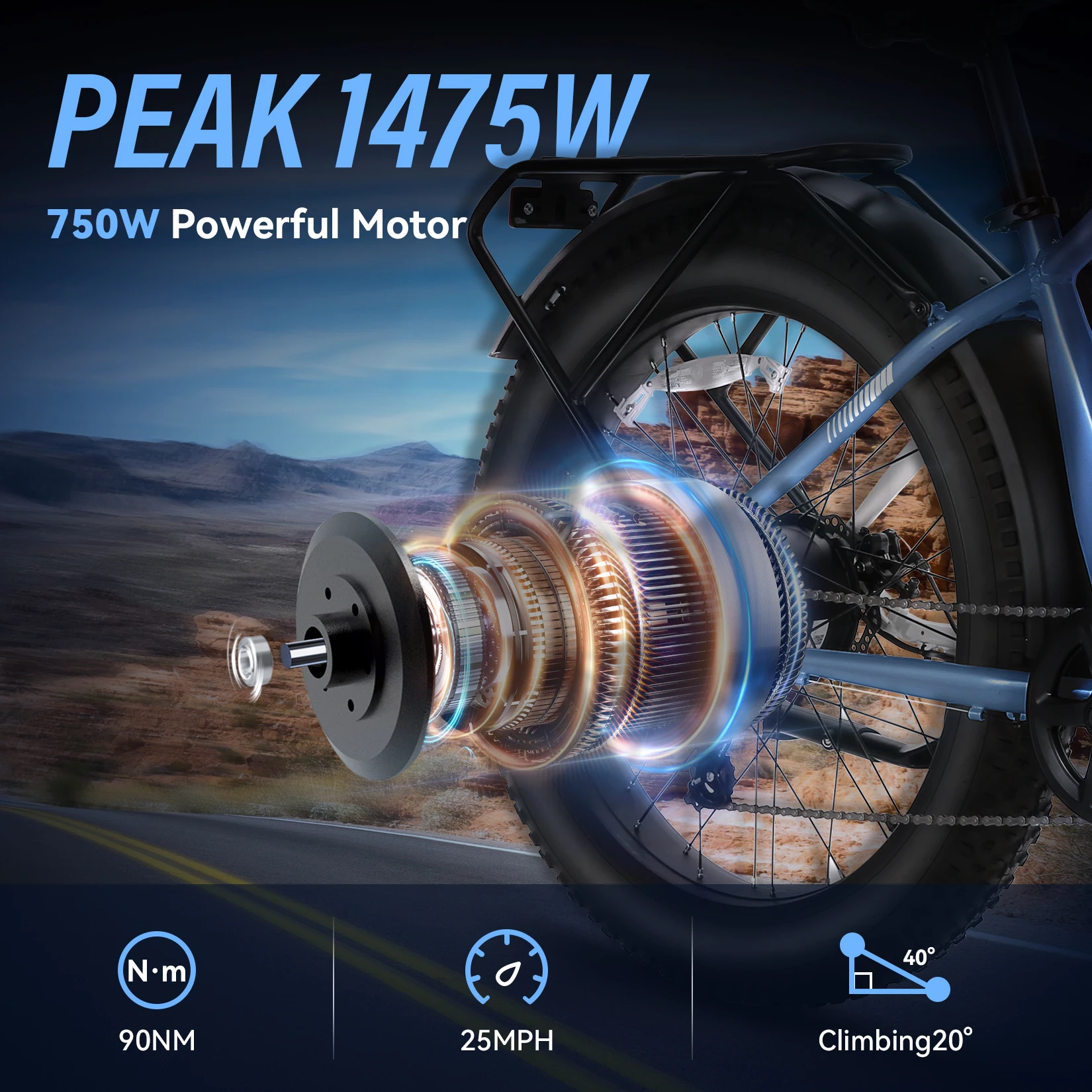 Electric Bike 26" x 4.0 Fat Tire Electric Bike,Peak 1500W Motor