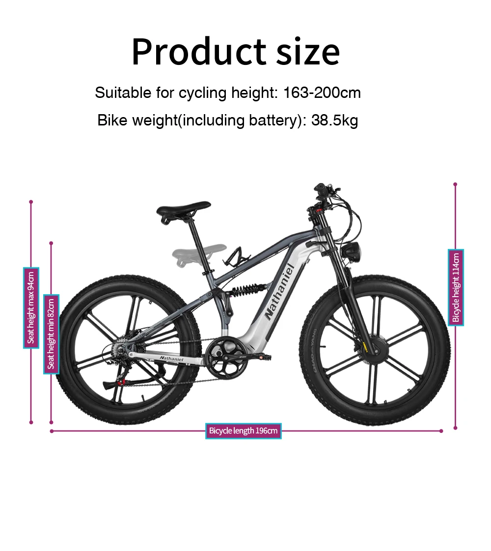 Nathaniel SYR09 E-Bike 2000W Dual Drive 26x4.0 Fat Tire 48V20AH