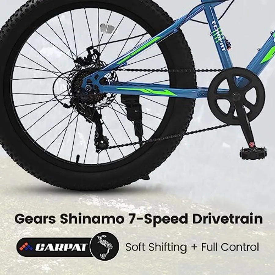 24 Inch Fat Tire Mountain Bike for Adults and Youth with Shimano 7 Speed