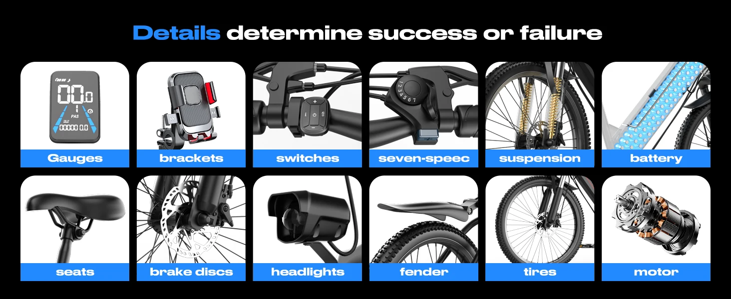 Electric Bike for Adults, 1500W Peak Ebike, 60Miles 25MPH
