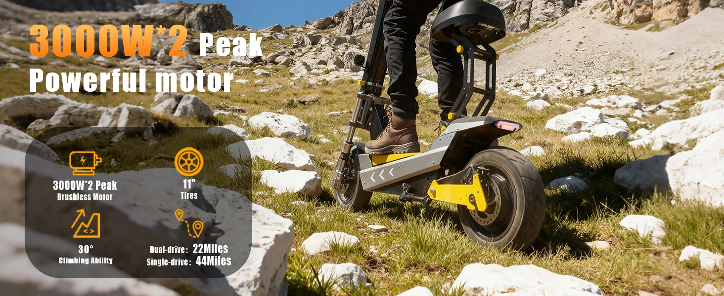 Terrosor 3000Wx2 Adult Electric Scooter Dual Motor Top Speed 50MPH