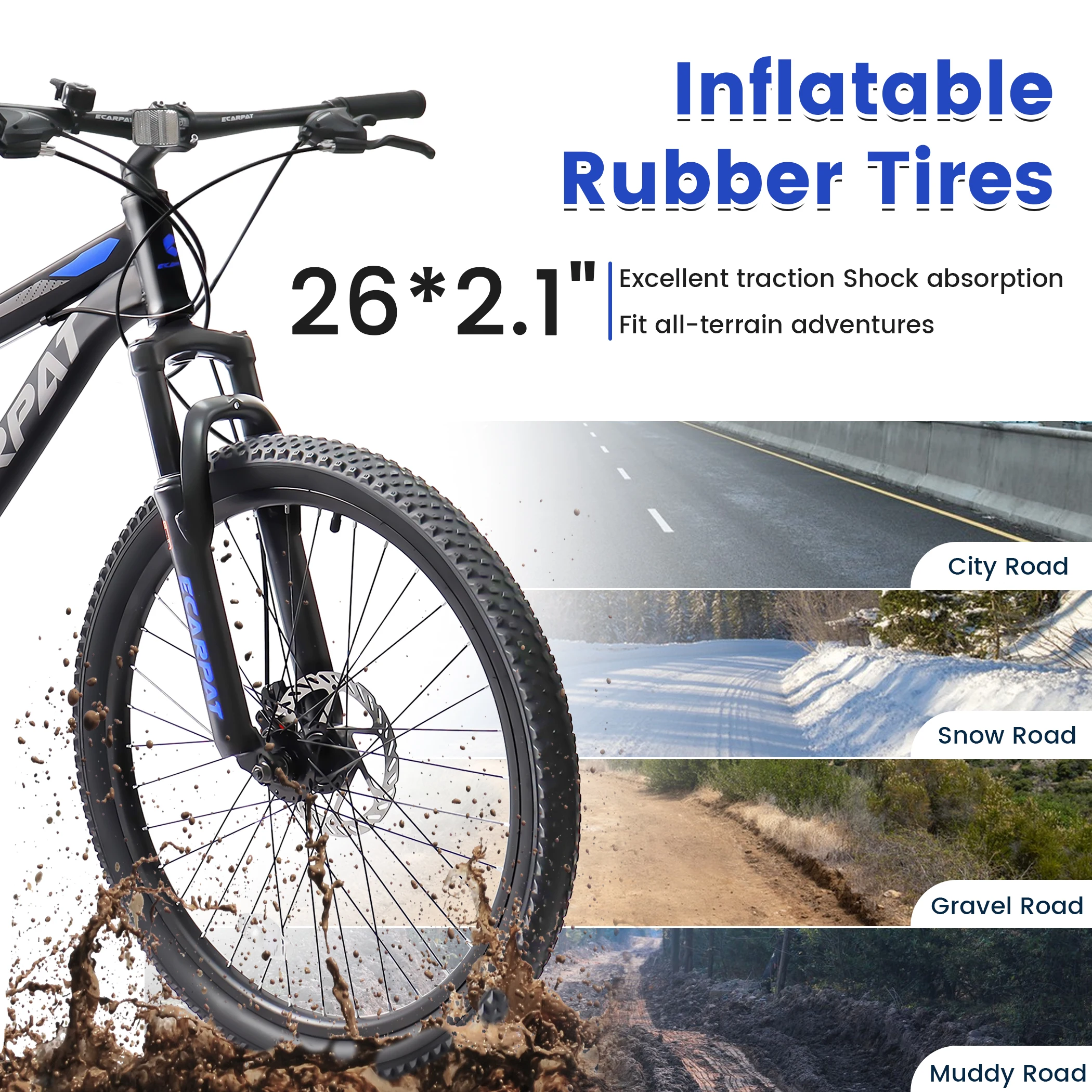 Ecarpat Dual Full Suspension Mountain Bike 24/26 Inch Bicycle